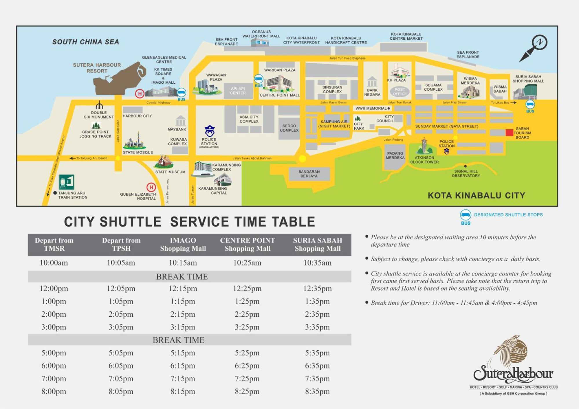 מלון קוטה קינבלו The Pacific Sutera מראה חיצוני תמונה City Shuttle Service Timetable